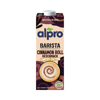 Alpro Barista Cinnamon Roll Geschmack, aus Hafer & Soja, vegan, 1 Liter Produktbild, Vorderseite der Verpackung
